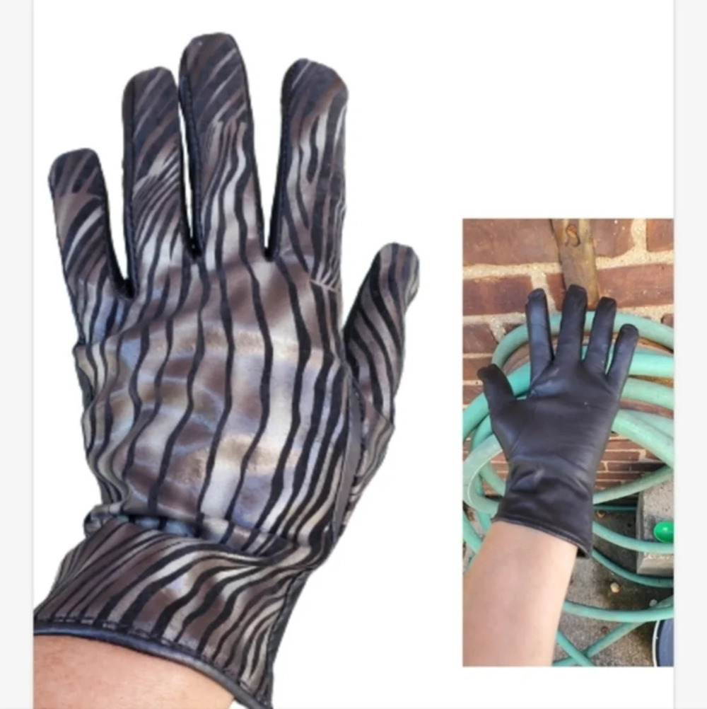 Metallic Leather Gloves M